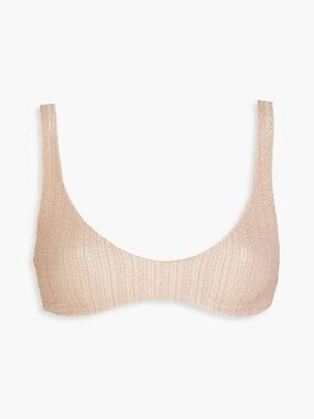 New Zimmermann Swim Metallic Texture  Nude Color Scoop Bikini Top size 0